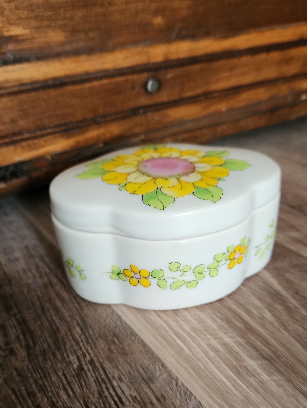 Vintage Ardco Hand-painted Porcelain Floral Trinket Box